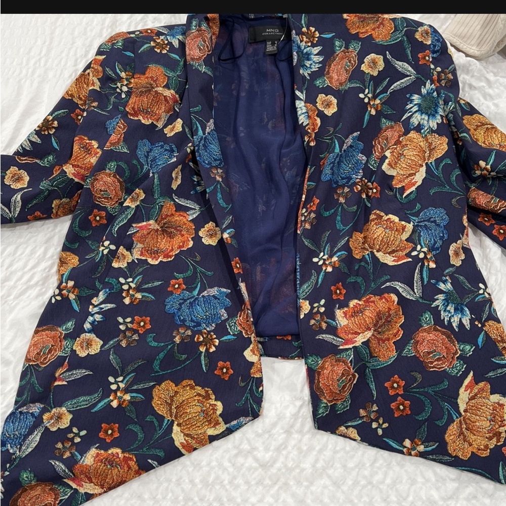 MNG COLLECTION BLAZER S Fall Elegant Floral Patterned Blazer